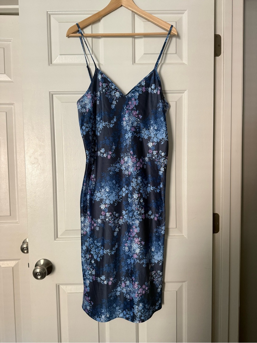 Cabernet Navy Floral Satin Slip Dress